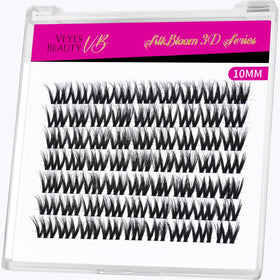VEYESBEAUTY Lash Clusters 10mm fluffy individual eyelash extensions front view