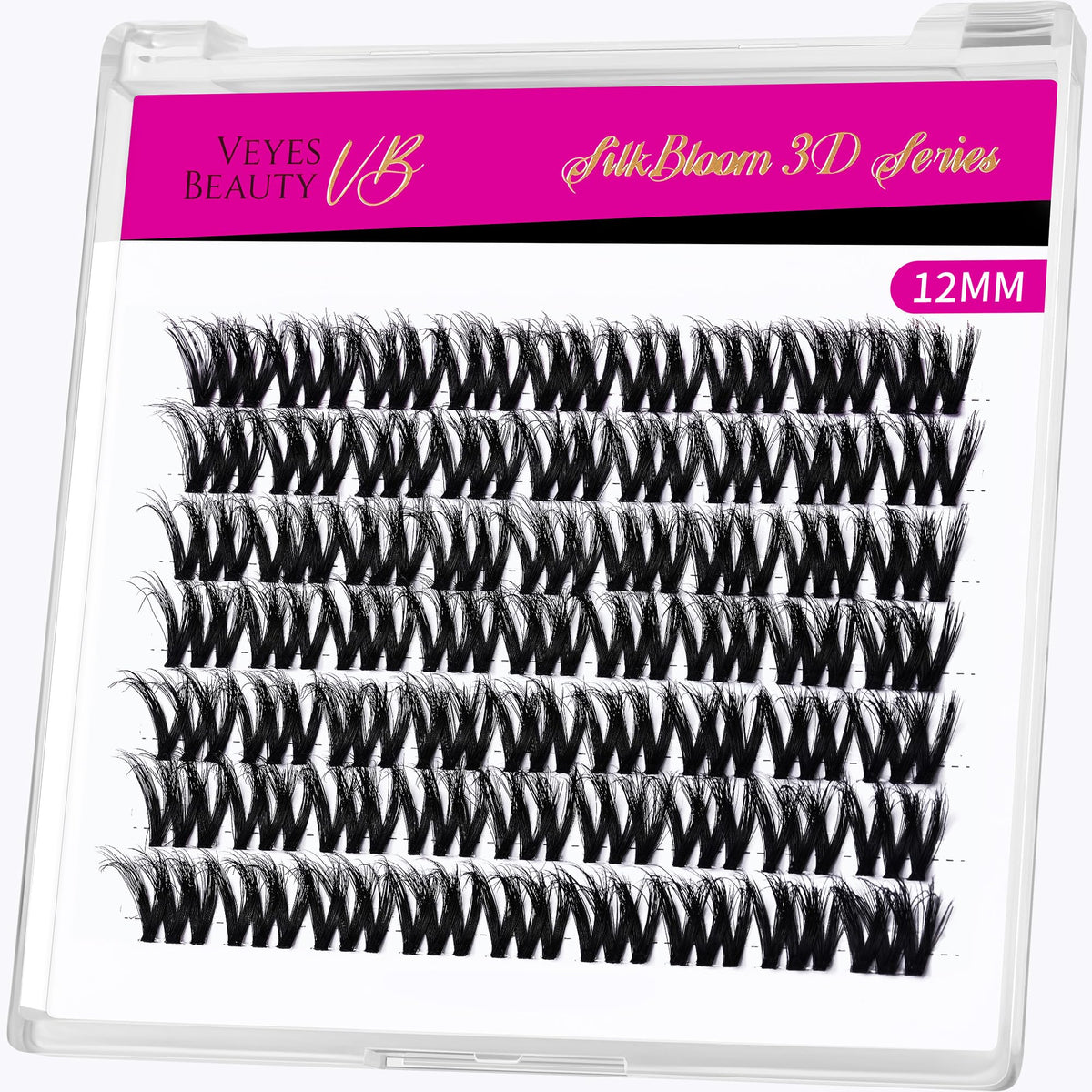 VEYESBEAUTY Lash Clusters 12mm front view in packaging