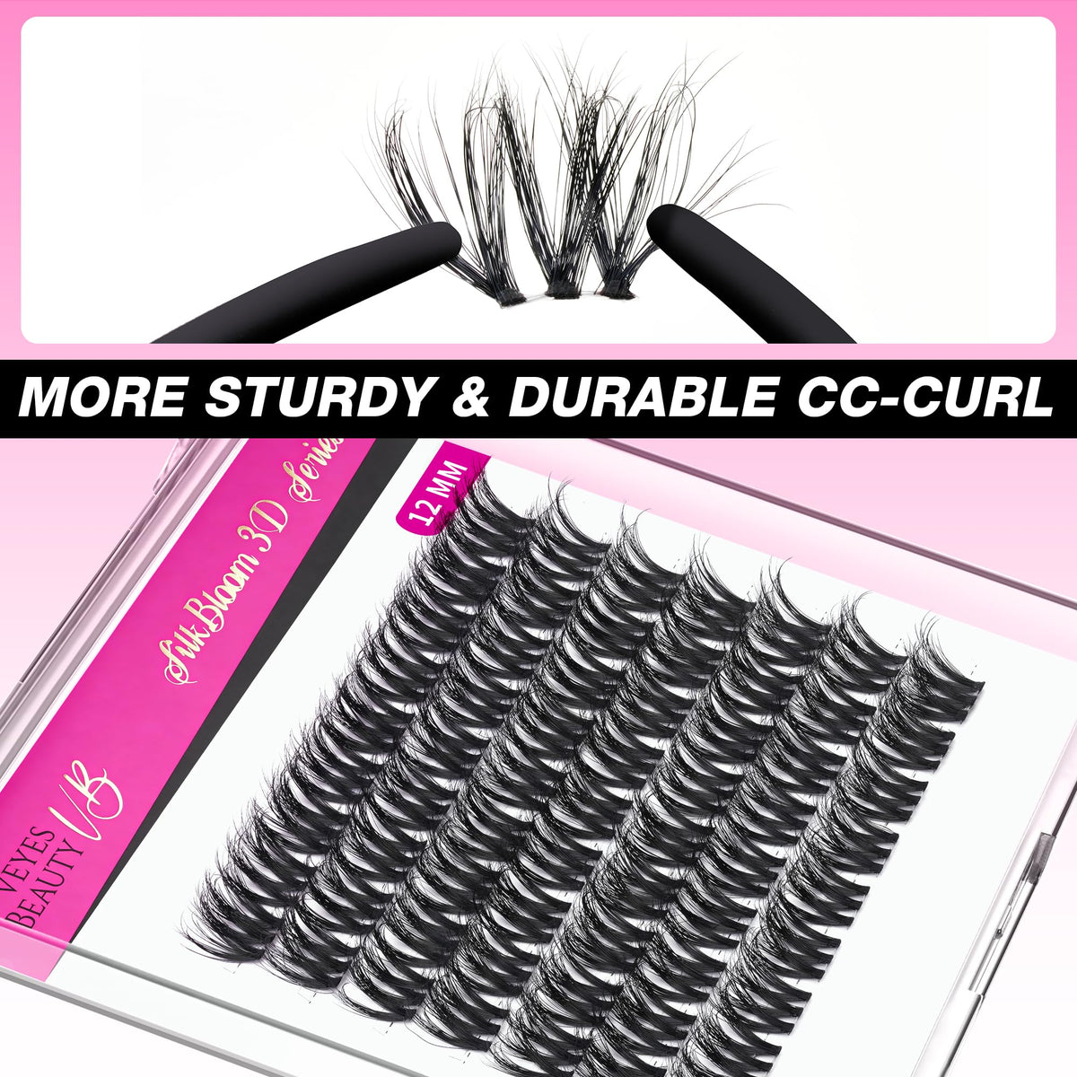 VEYESBEAUTY Lash Clusters 12mm side view showing band