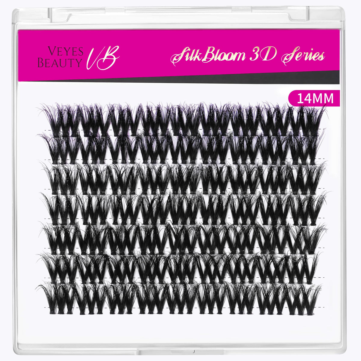 VEYESBEAUTY Lash Clusters 14mm after application on natural lashes