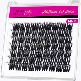 VEYESBEAUTY Lash Clusters 14mm fluffy individual eyelash extensions front view