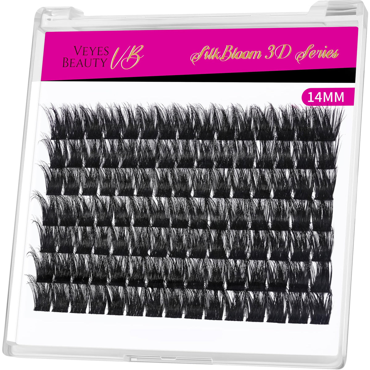 VEYESBEAUTY Lash Clusters 14mm front view in packaging
