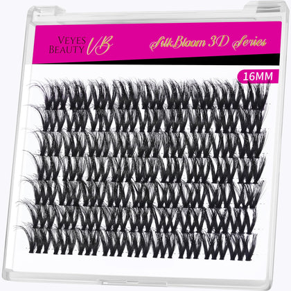 VEYESBEAUTY Lash Clusters 16mm fluffy individual eyelash extensions front view
