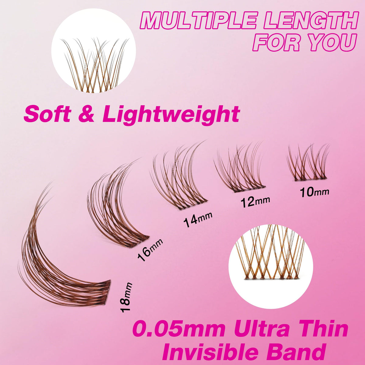 VEYESBEAUTY lash clusters applied to natural lashes