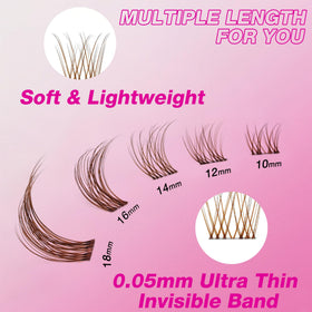 VEYESBEAUTY lash clusters applied to natural lashes