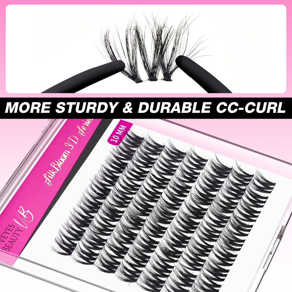 VEYESBEAUTY Lash Clusters displayed on a beauty counter