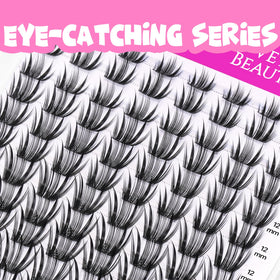 VEYESBEAUTY Lash Clusters displayed on a makeup vanity