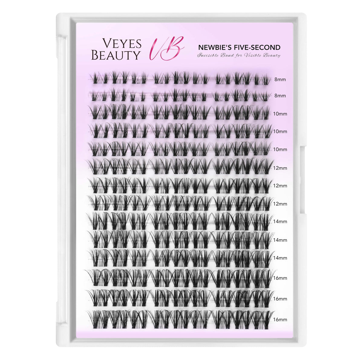 VEYESBEAUTY lash clusters displayed on a vanity
