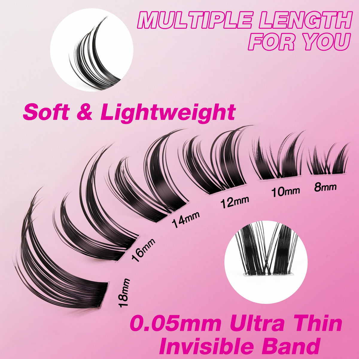 VEYESBEAUTY Lash Clusters displayed with lash bond