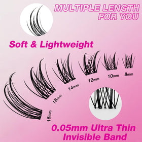 VEYESBEAUTY lash clusters displayed with lash bond