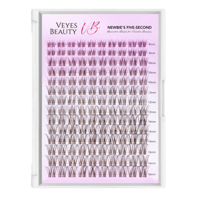 VEYESBEAUTY lash clusters displayed with makeup tools