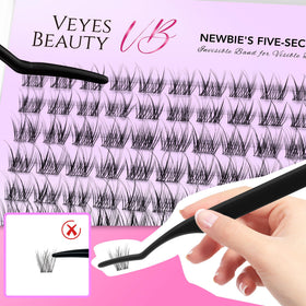 VEYESBEAUTY lash clusters in use on model