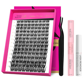 VEYESBEAUTY Lash Clusters Kit front view with fluffy lashes