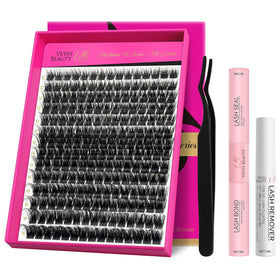 VEYESBEAUTY Lash Clusters Kit front view with fluffy lashes