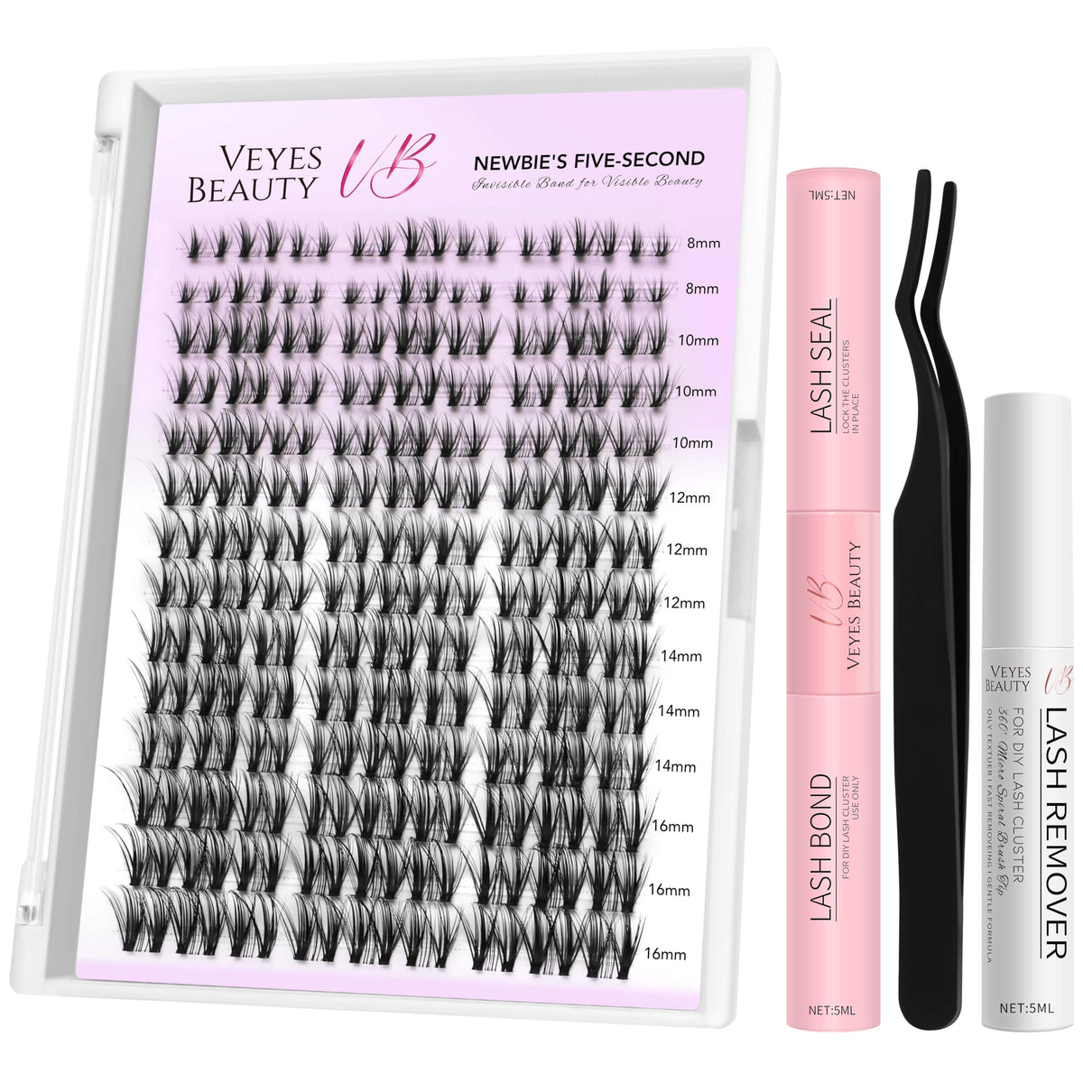 VEYESBEAUTY Lash Clusters Kit front view with lash clusters