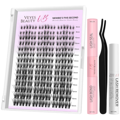 VEYESBEAUTY Lash Clusters Kit front view with lash clusters