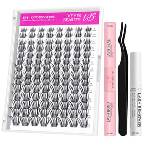 VEYESBEAUTY Lash Clusters Kit front view with mixed lengths