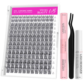 VEYESBEAUTY Lash Clusters Kit front view with multiple lash clusters