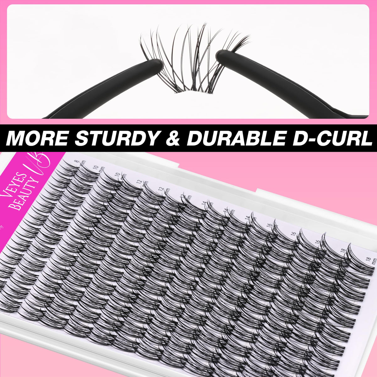 VEYESBEAUTY Lash Clusters Kit showing application process