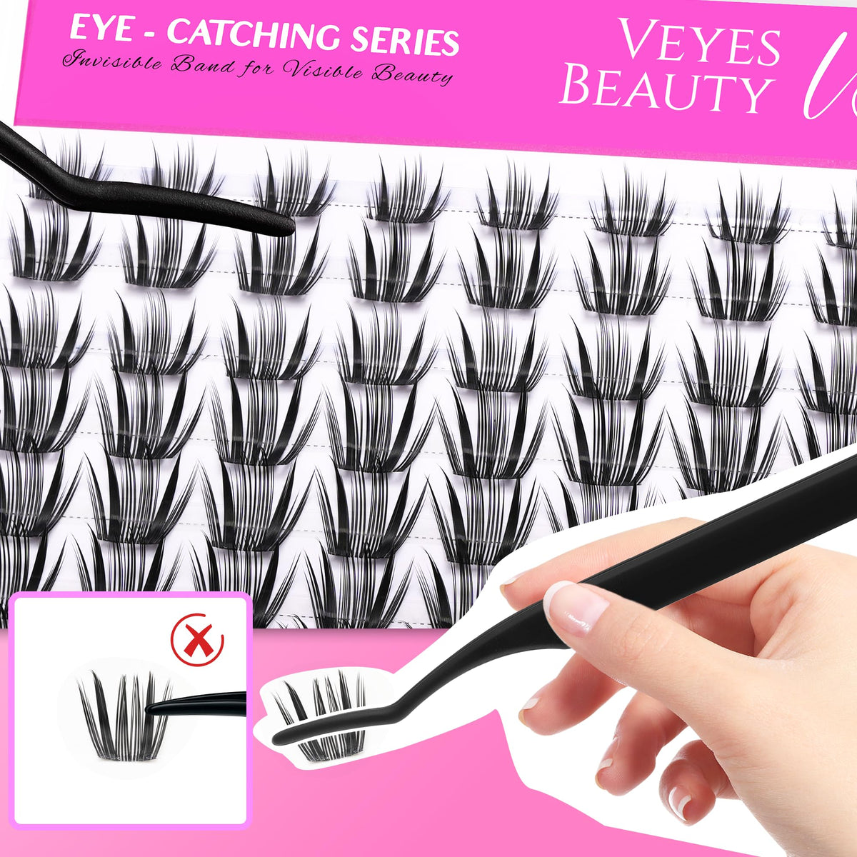 VEYESBEAUTY Lash Clusters on model showcasing natural look