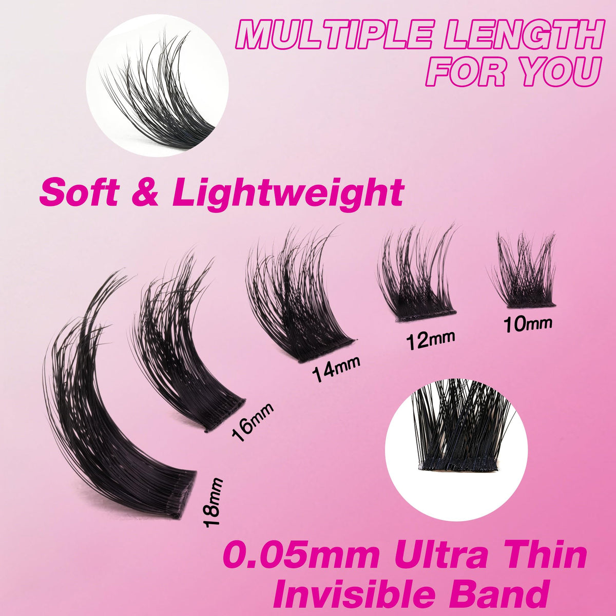 VEYESBEAUTY Lash Clusters showing fluffy appearance