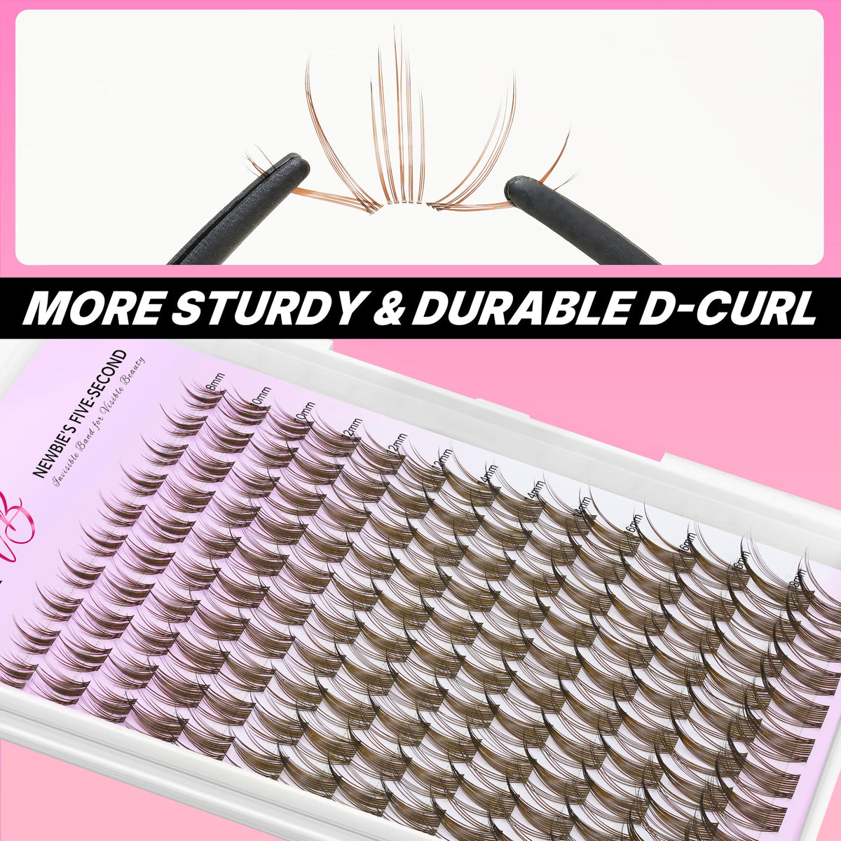 VEYESBEAUTY lash clusters showing soft PBT fibers