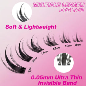 VEYESBEAUTY lash clusters tray showcasing multiple clusters