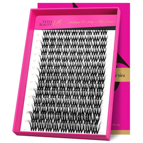 VEYESBEAUTY Lash Clusters tray showing fluffy individual lashes