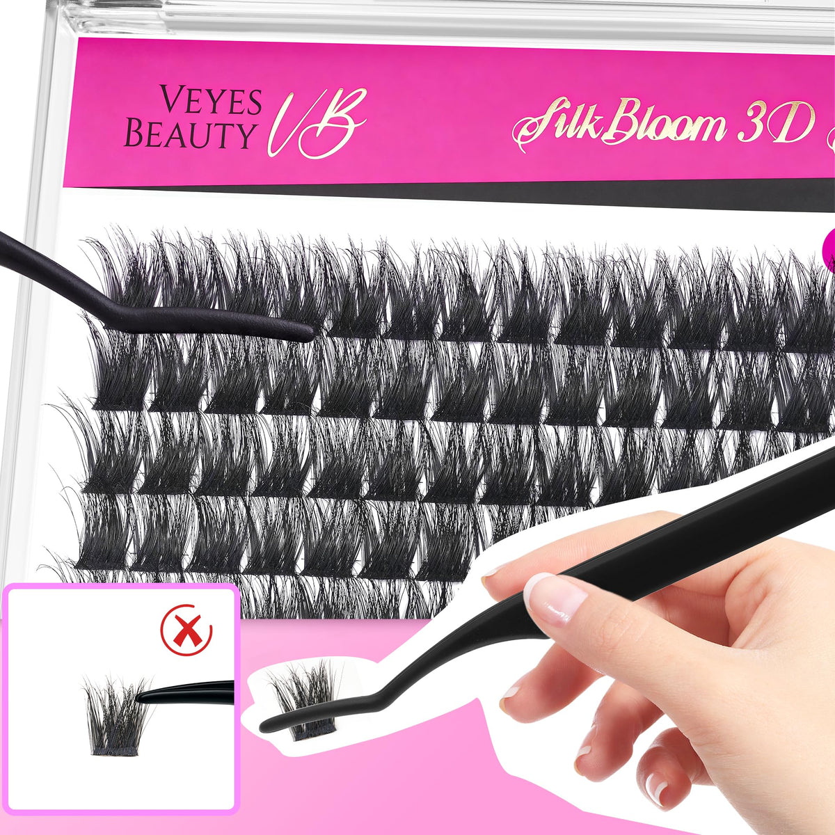 VEYESBEAUTY Lash Clusters with lash applicator tool