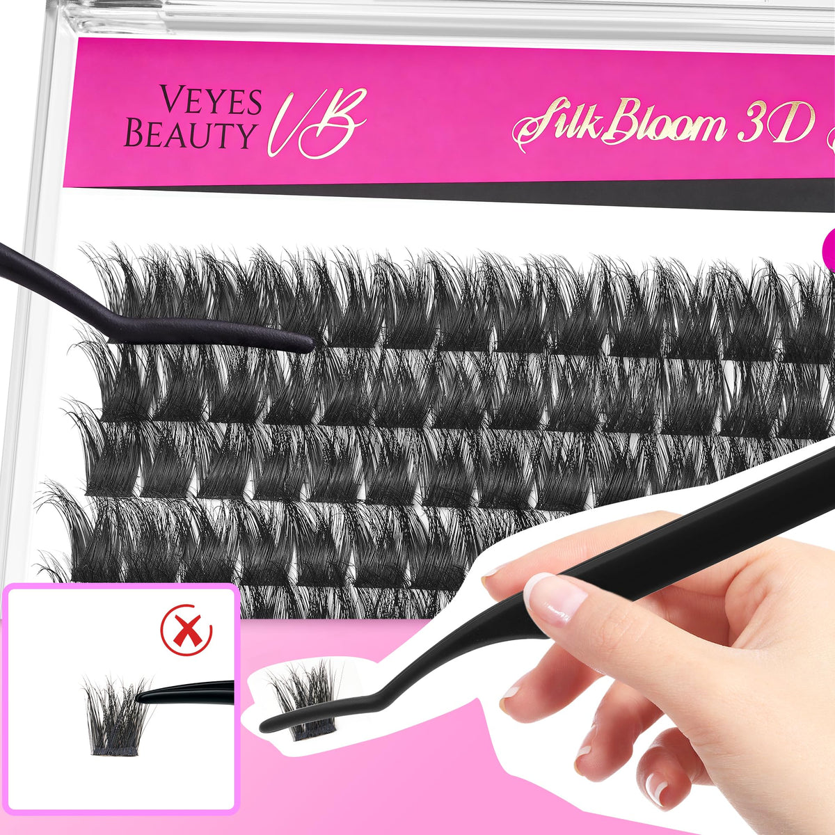 VEYESBEAUTY Lash Clusters with lash applicator tool
