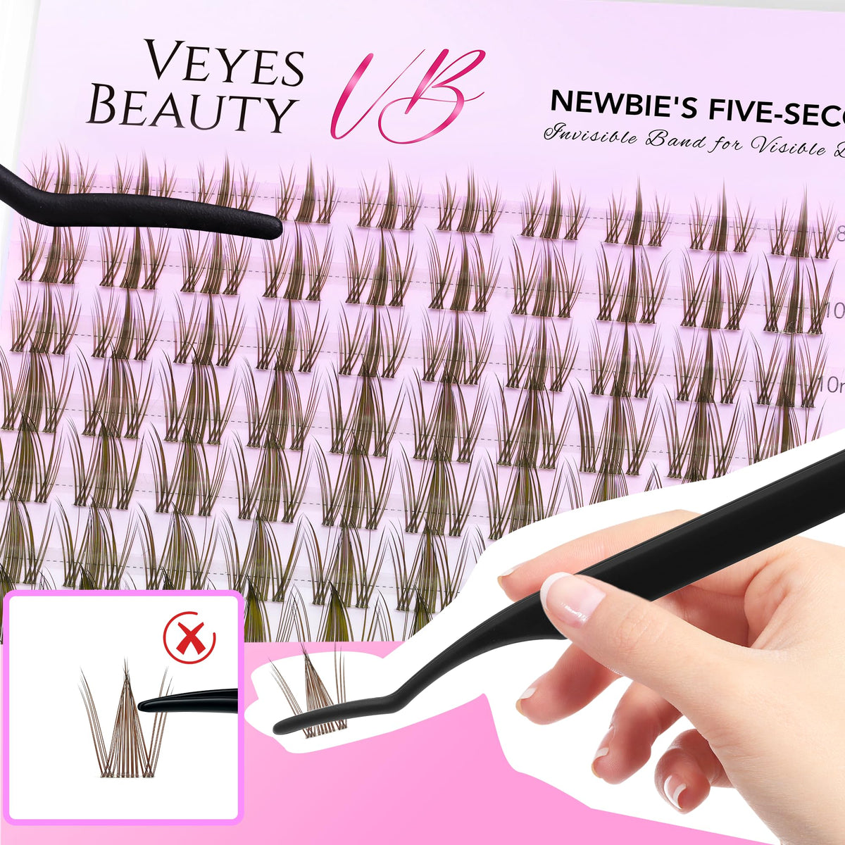 VEYESBEAUTY lash clusters with lash bond and applicator