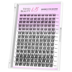 VEYESBEAUTY LuxeBold Lash Clusters front view with mixed lengths 8-16mm