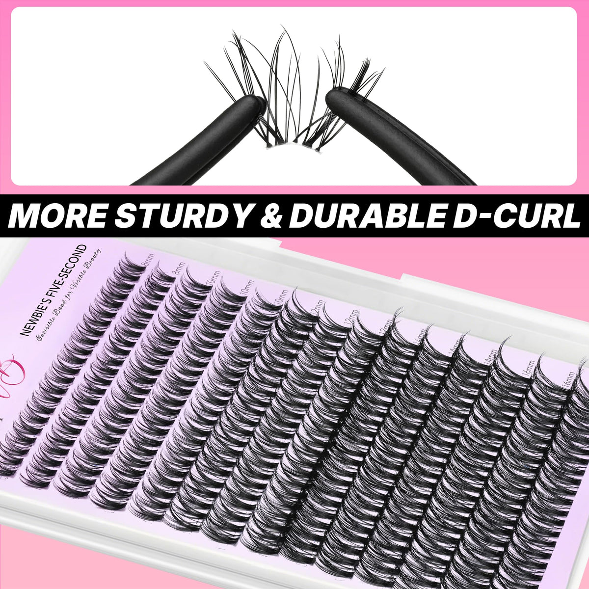 VEYESBEAUTY Ribbon Lash Clusters displayed on a makeup table