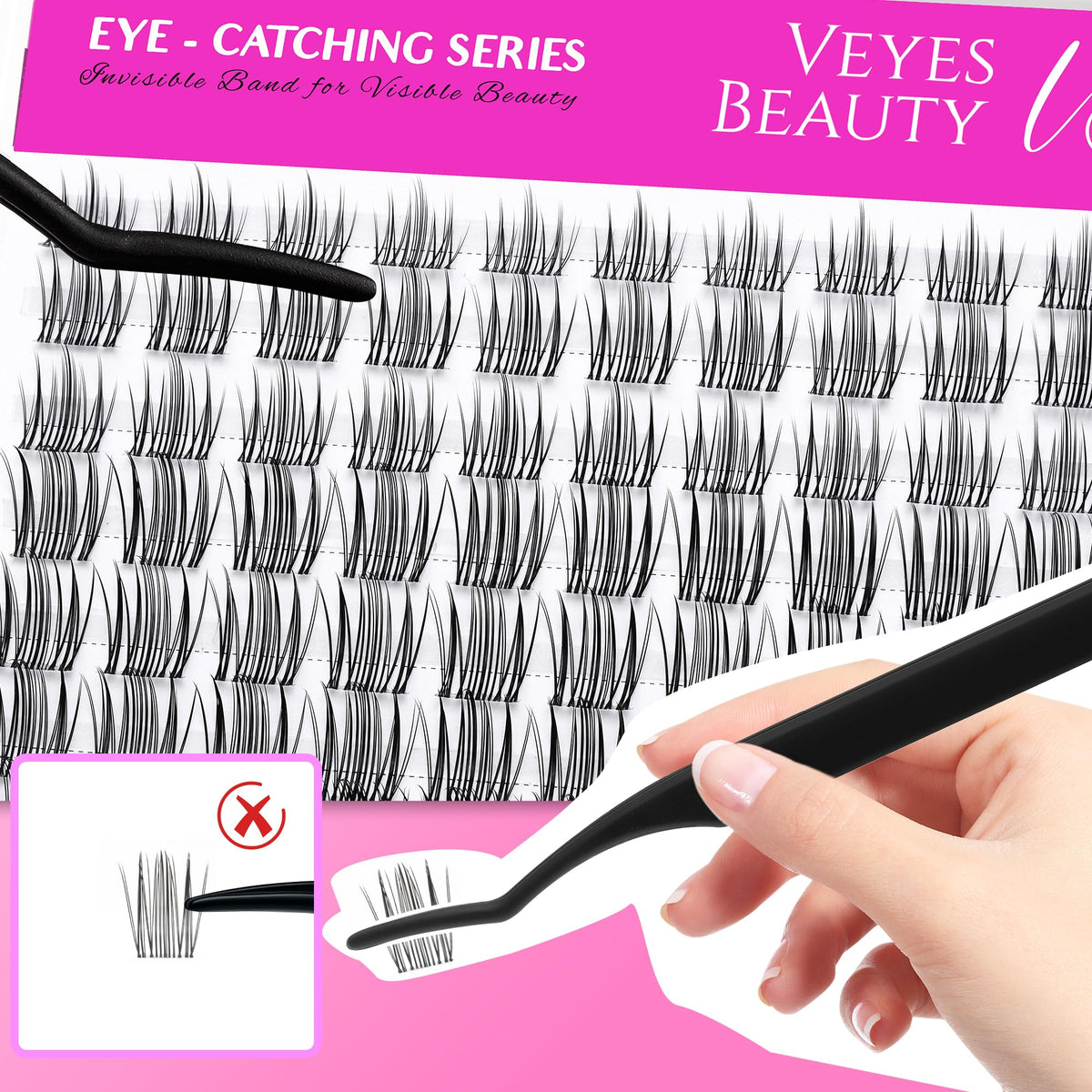 VEYESBEAUTY Sweetie lash clusters with lash bond and sealer