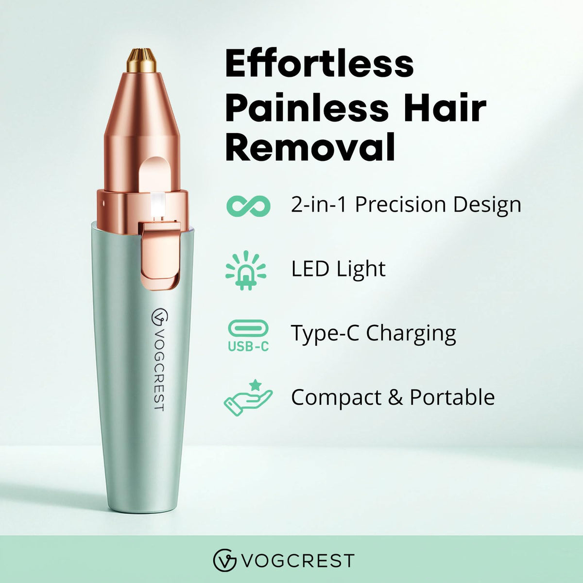VG VOGCREST Eyebrow Trimmer with built-in LED light