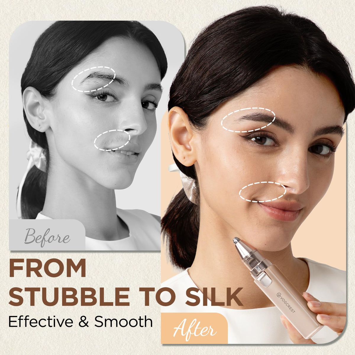 VG VOGCREST facial hair remover with LED light on