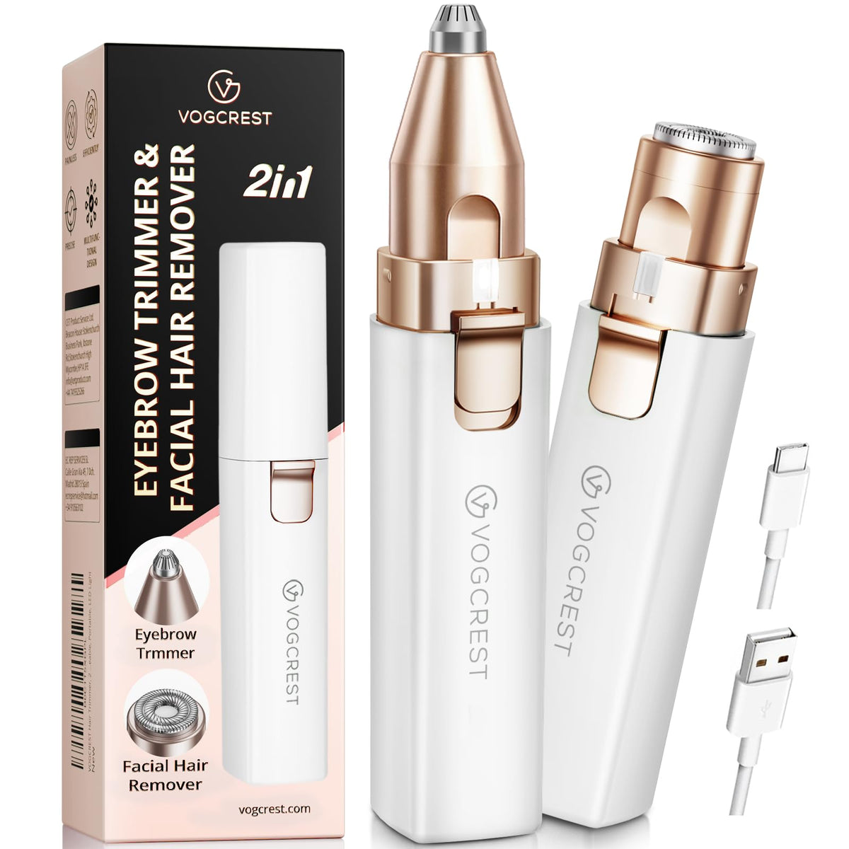 VG VOGCREST Rechargeable Facial Hair Remover front view