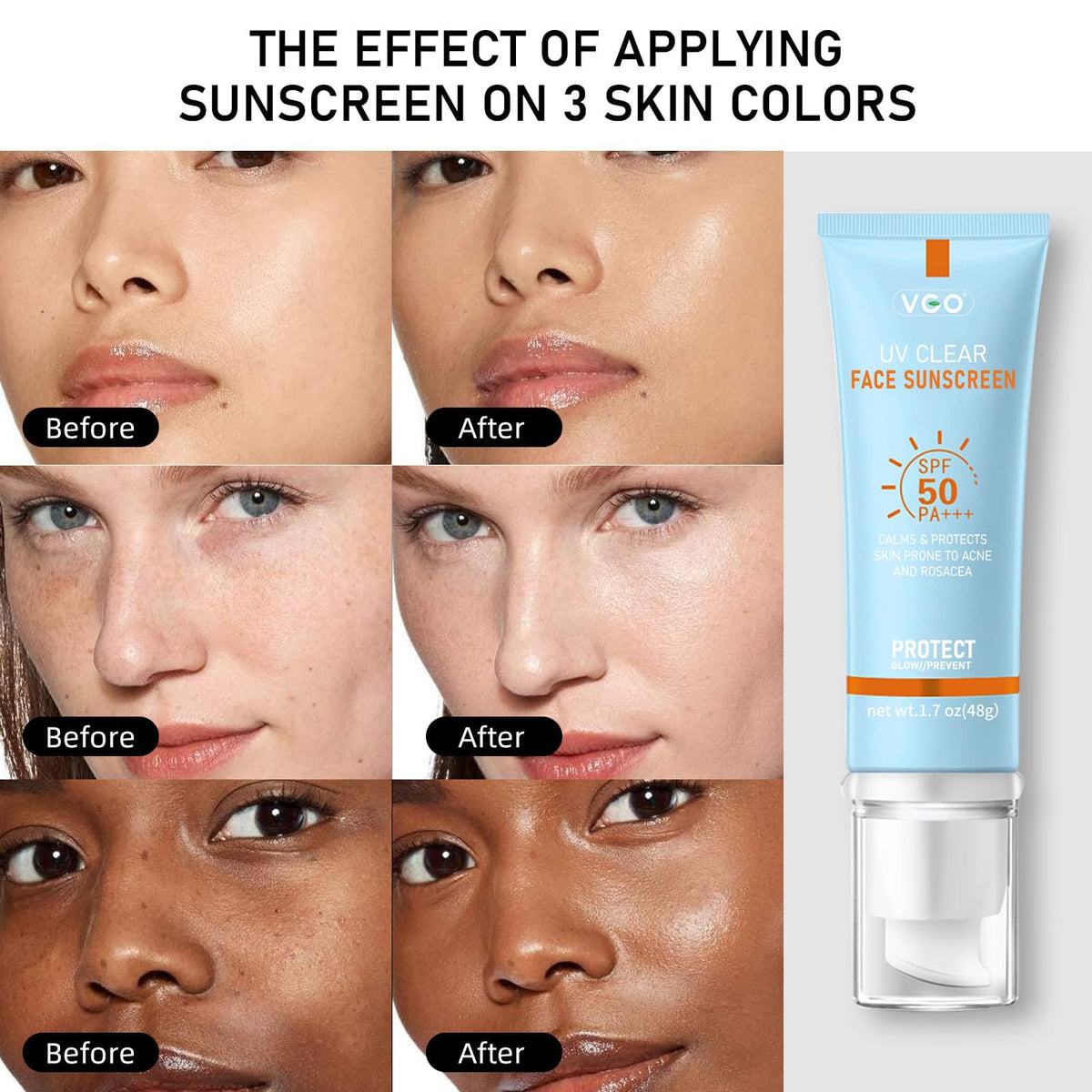 VGO Clear Face Sunscreen SPF 50 application on skin