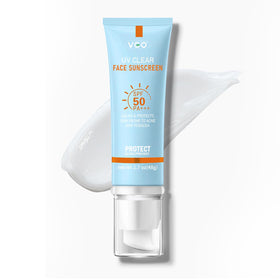 VGO Clear Face Sunscreen SPF 50 front view with packaging