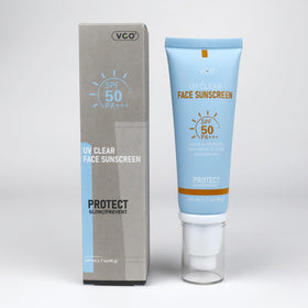 VGO Clear Face Sunscreen SPF 50 with skincare routine