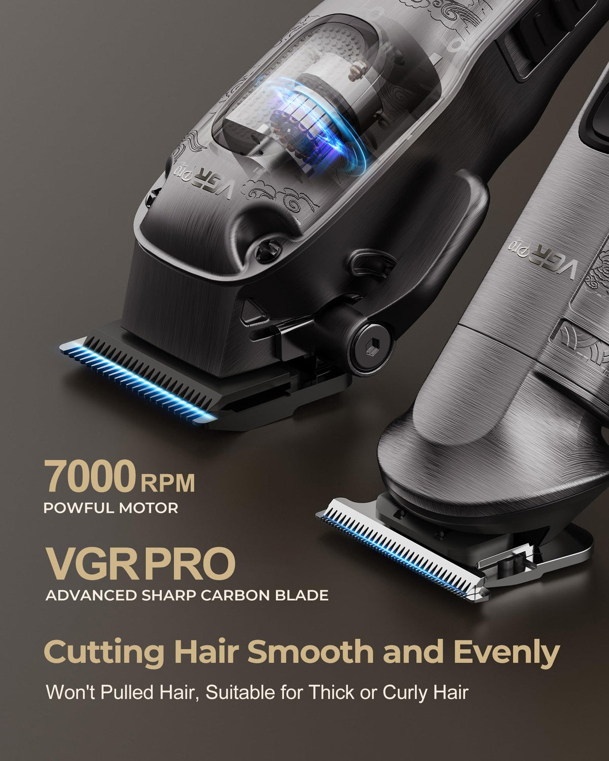 VGRPRO hair clipper with 10 guide combs displayed