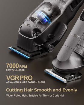 VGRPRO hair clipper with 10 guide combs displayed