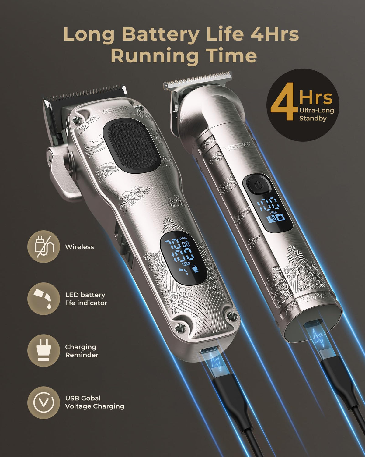 VGRPRO Hair Clippers ergonomic design close-up