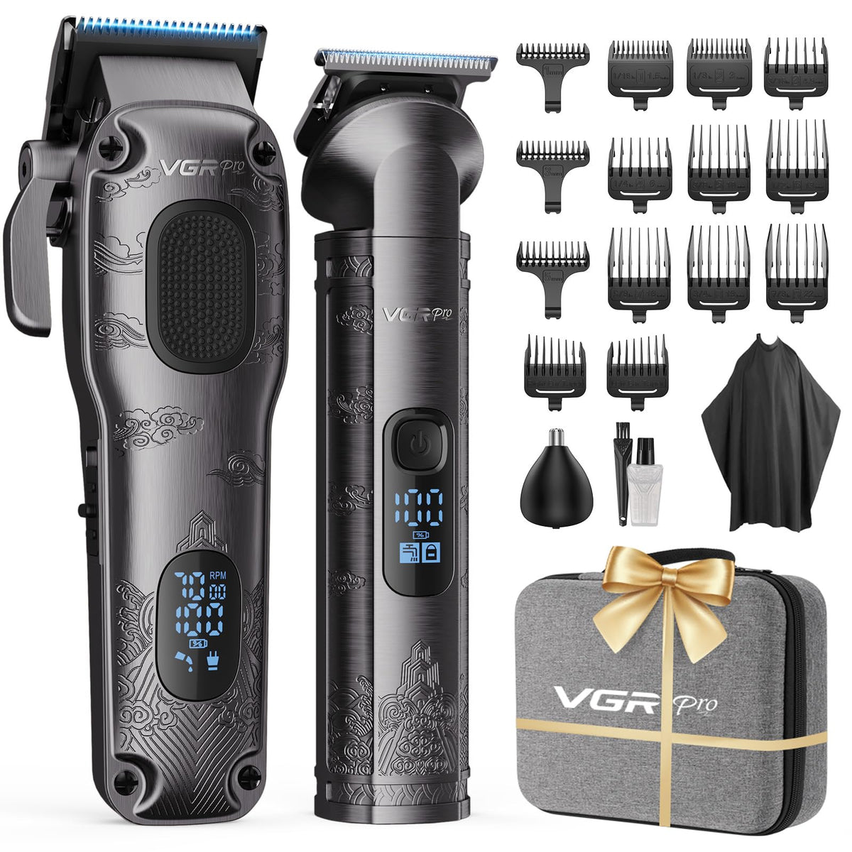 VGRPRO Hair Clippers for Men cordless grooming kit with accessories