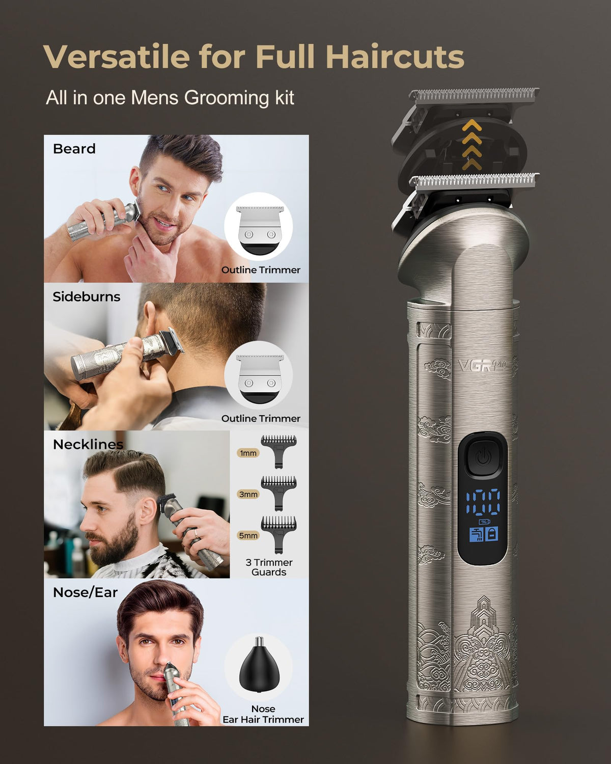 VGRPRO Hair Clippers with USB charging cable