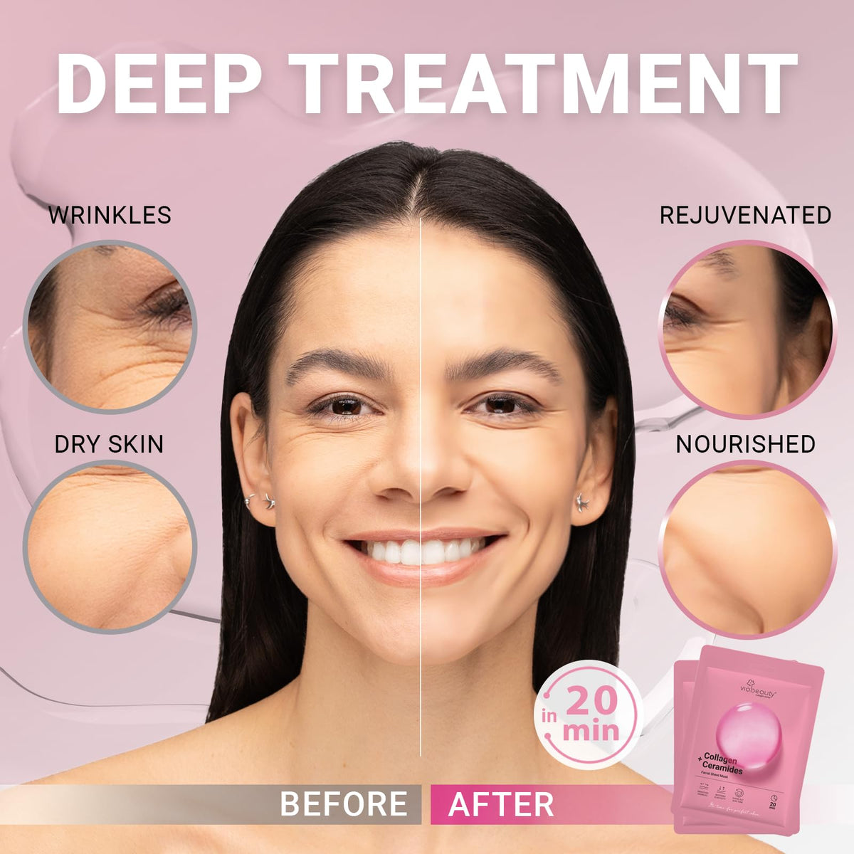 VIABEAUTY Collagen Face Mask individual packaging