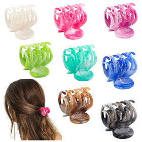 Viabty 8PCS small hair claw clips in assorted colours front view