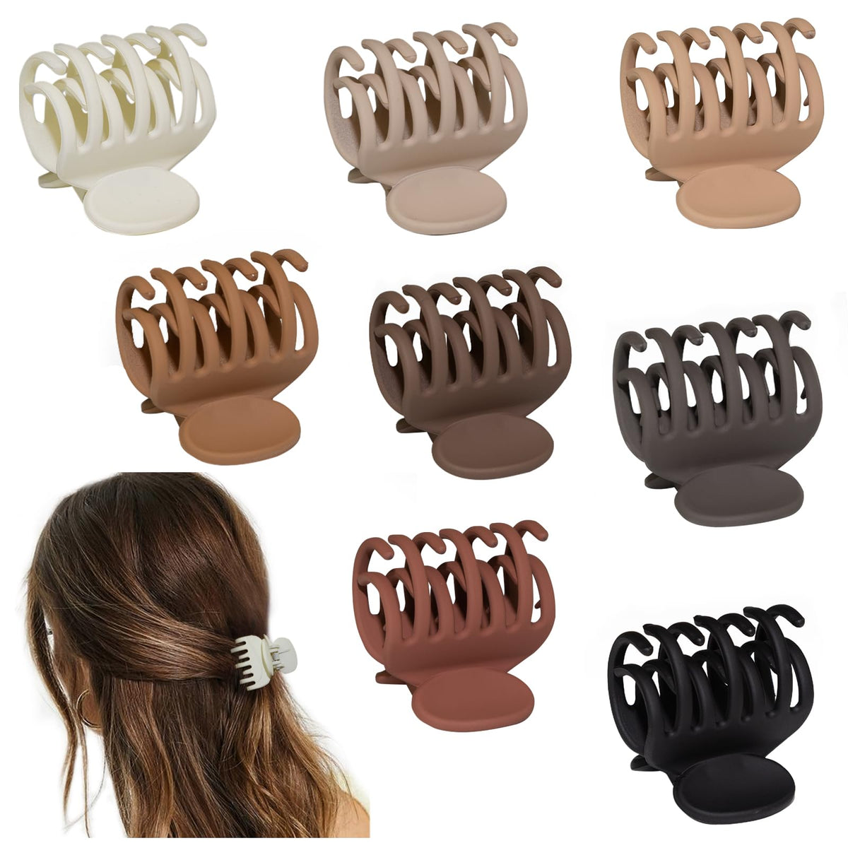 Viabty 8PCS small hair claw clips in assorted matte colours