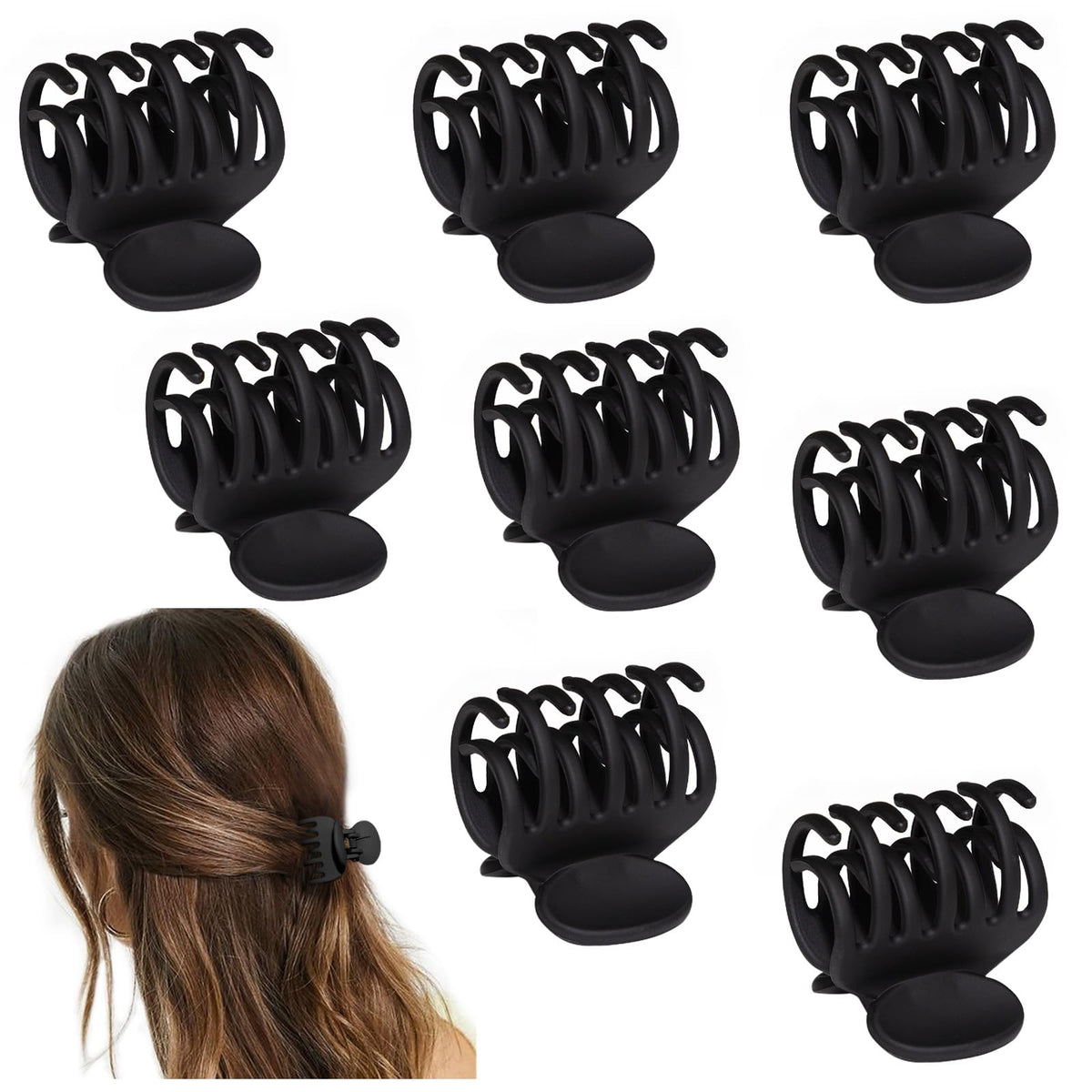Viabty 8PCS small hair claw clips in neutral matte colours