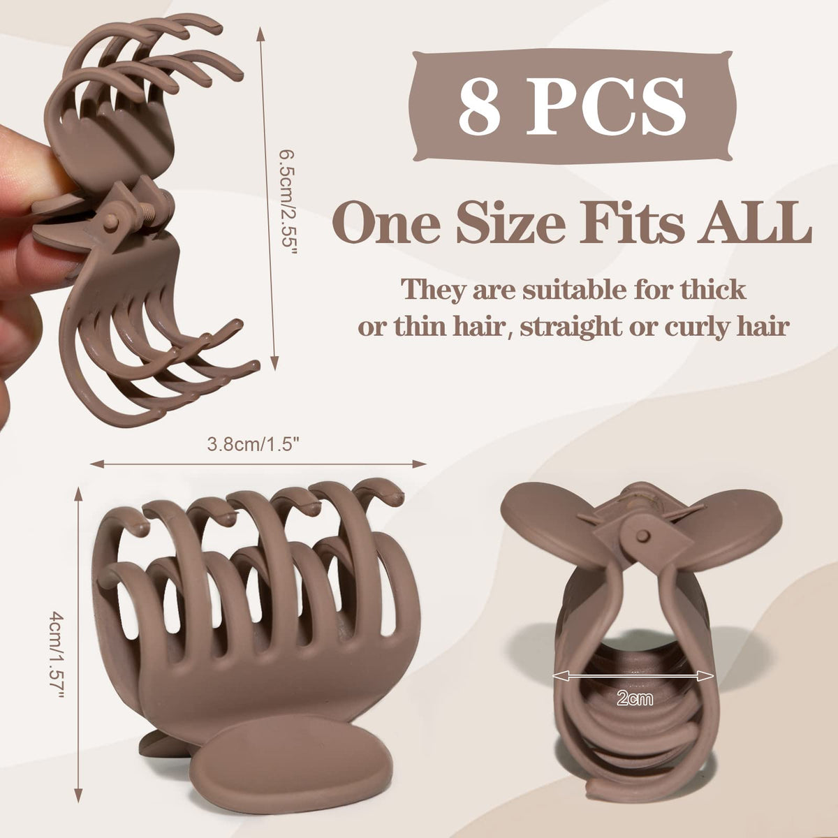 Viabty Small Double Row Teeth Hair Clip in lifestyle setting with model